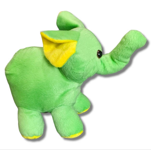 CalPlush Elephant Stuffed Animal Toy 2017 Zoo Kids Birthday Neon Green Yellow - Picture 4 of 12